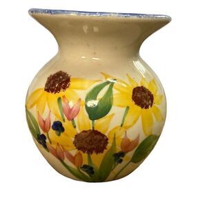 Emerson Creek Pottery Cream Sunflower & Tulip Paint Ceramic Oil Burner